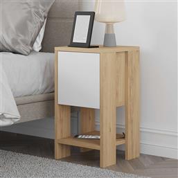 ΚΟΜΟΔΙΝΟ ΜΕ ΝΤΟΥΛΑΠΙ & ΡΑΦΙ (30X30X55) A-G EMA 776HMS6201 OAK/WHITE SPITISHOP