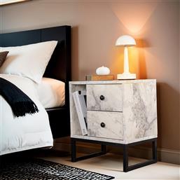 ΚΟΜΟΔΙΝΟ ΜΕ ΣΥΡΤΑΡΙΑ & ΡΑΦΙ (45.2X29.5X50) A-G GLIMMER 241NRD1408 MARBLE/BLACK SPITISHOP