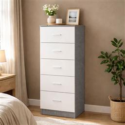 ΣΥΡΤΑΡΙΕΡΑ 5 ΘΕΣΕΩΝ (40X35X108) DAMA WHITE/CEMENT SPITISHOP