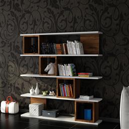 ΒΙΒΛΙΟΘΗΚΗ ΔΑΠΕΔΟΥ 10 ΘΕΣΕΩΝ (120X19.5X120) A-G WIND 745DCD3619 WHITE/WALNUT SPITISHOP
