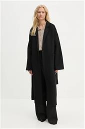 ΜΑΛΛΙΝΟ ΠΑΛΤΟ CLAUDINE LONG COAT ΧΡΩΜΑ: ΜΑΥΡΟ, 61218-8550 STAND STUDIO