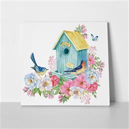 ΠΙΝΑΚΑΣ ΣΕ ΚΑΜΒΑ BIRD HOUSE BLUE BUTTERFLY SPRING STICKY από το STICKY