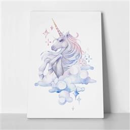 ΠΙΝΑΚΑΣ ΣΕ ΚΑΜΒΑ CUTE WATERCOLOR UNICORN SKY HAND DRAWN STICKY