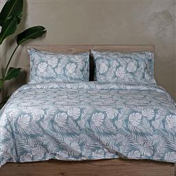 ΣΕΝΤΟΝΙΑ ΔΙΠΛΑ (ΣΕΤ) 150X205+30 COTTON FEELINGS 2038 AQUA ΜΕ ΛΑΣΤΙΧΟ (150X205+30) SUNSHINE