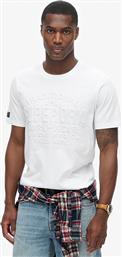 ΑΔΝΡΙΚΟ T-SHIRT ΜΟΝΟΧΡΩΜΟ ΜΕ ΑΝΑΓΛΥΦΟ ΛΟΓΟΤΥΠΟ RELAXED FIT ''EMBOSSED'' - M1012004A ΛΕΥΚΟ SUPERDRY