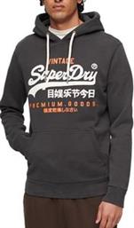 HOODIE OVIN CLASSIC VL HERITAGE M2013126A WASHED ΜΑΥΡΟ SUPERDRY