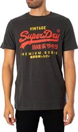 T-SHIRT OVIN CLASSIC VL HERITAGE M1011747A WASHED ΜΑΥΡΟ SUPERDRY