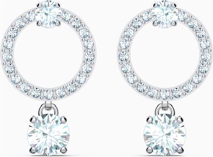 ATTRACT CIRCLE PIERCED EARRINGS, WHITE, RHODIUM PLATED - 5563278 SWAROVSKI