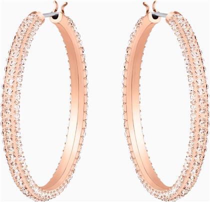 STONE HOOP PIERCED EARRINGS, PINK, ROSE-GOLD TONE PLATED - 5383938 SWAROVSKI