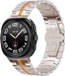 ΛΟΥΡΑΚΙ SAMSUNG GALAXY WATCH ULTRA 47MM - STAINLESS LINE ΑΠΟ ΑΝΟΞΕΙΔΩΤΟ ΑΤΣΑΛΙ - TITANIUM / ORANGE (5906302313167) TECH PROTECT