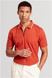 ΑΝΔΡΙΚΗ ΜΠΛΟΥΖΑ ΠΟΛΟ ΜΕ ALL-OVER T TEXTURE ΚΑΙ ΦΕΡΜΟΥΑΡ 1/2 REGULAR FIT ''COPHEN'' - 281708 ΠΟΡΤΟΚΑΛΙ ΣΚΟΥΡΟ TED BAKER