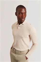 ΑΝΔΡΙΚΗ ΠΛΕΚΤΗ ΜΠΛΟΥΖΑ ΠΟΛΟ ΜΕ ALL-OVER T TEXTURE SLIM FIT ''GATEN'' - 281541 ΜΠΕΖ TED BAKER