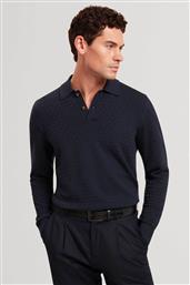 ΑΝΔΡΙΚΗ ΠΛΕΚΤΗ ΜΠΛΟΥΖΑ ΠΟΛΟ ΜΕ ALL-OVER T TEXTURE SLIM FIT ''GATEN'' - 281541 ΜΠΛΕ ΣΚΟΥΡΟ TED BAKER