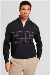 ΑΝΔΡΙΚΟ ΠΟΥΛΟΒΕΡ ΜΕ GEOMETRICAL LOGO PATTERN ΚΑΙ ΦΕΡΜΟΥΑΡ 1/2 REGULAR FIT ''ROBINSN'' - 281703 ΜΠΛΕ ΣΚΟΥΡΟ TED BAKER