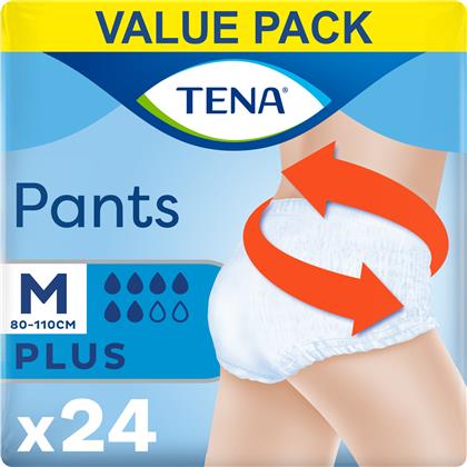 VALUE PACK PANTS PLUS ΑΝΕΤΑ & ΑΞΙΟΠΙΣΤΑ ΕΣΩΡΟΥΧΑ ΜΙΑΣ ΧΡΗΣΗΣ ΓΙΑ ΜΕΤΡΙΑ ΠΡΟΣ ΒΑΡΙΑ ΜΟΡΦΗ ΑΚΡΑΤΕΙΑΣ 24 ΤΕΜΑΧΙΑ - MEDIUM 80-110CM TENA