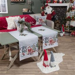 ΧΡΙΣΤΟΥΓΕΝΝΙΑΤΙΚΗ ΤΡΑΒΕΡΣΑ CLAUS ΓΚΡΙ 45X140CM TEORAN