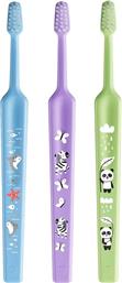 MINI EXTRA SOFT 0-6 YEARS TOOTHBRUSH ΠΑΙΔΙΚΗ ΟΔΟΝΤΟΒΟΥΡΤΣΑ ΜΕ ΚΩΝΙΚΗ ΚΕΦΑΛΗ & ΑΠΟΣΤΡΟΓΓΥΛΕΜΕΝΕΣ ΙΝΕΣ 3 ΤΕΜΑΧΙΑ - ΓΑΛΑΖΙΟ / ΛΙΛΑ / ΠΡΑΣΙΝΟ TEPE