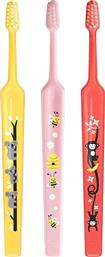 MINI EXTRA SOFT 0-6 YEARS TOOTHBRUSH ΠΑΙΔΙΚΗ ΟΔΟΝΤΟΒΟΥΡΤΣΑ ΜΕ ΚΩΝΙΚΗ ΚΕΦΑΛΗ & ΑΠΟΣΤΡΟΓΓΥΛΕΜΕΝΕΣ ΙΝΕΣ 3 ΤΕΜΑΧΙΑ - ΚΙΤΡΙΝΟ / ΡΟΖ / ΚΟΡΑΛΙ TEPE