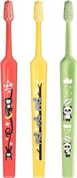MINI EXTRA SOFT 0-6 YEARS TOOTHBRUSH ΠΑΙΔΙΚΗ ΟΔΟΝΤΟΒΟΥΡΤΣΑ ΜΕ ΚΩΝΙΚΗ ΚΕΦΑΛΗ & ΑΠΟΣΤΡΟΓΓΥΛΕΜΕΝΕΣ ΙΝΕΣ 3 ΤΕΜΑΧΙΑ - ΚΟΡΑΛΙ / ΚΙΤΡΙΝΟ / ΠΡΑΣΙΝΟ TEPE