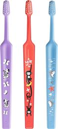 MINI EXTRA SOFT 0-6 YEARS TOOTHBRUSH ΠΑΙΔΙΚΗ ΟΔΟΝΤΟΒΟΥΡΤΣΑ ΜΕ ΚΩΝΙΚΗ ΚΕΦΑΛΗ & ΑΠΟΣΤΡΟΓΓΥΛΕΜΕΝΕΣ ΙΝΕΣ 3 ΤΕΜΑΧΙΑ - ΛΙΛΑ / ΚΟΡΑΛΙ / ΓΑΛΑΖΙΟ TEPE
