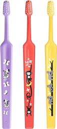MINI EXTRA SOFT 0-6 YEARS TOOTHBRUSH ΠΑΙΔΙΚΗ ΟΔΟΝΤΟΒΟΥΡΤΣΑ ΜΕ ΚΩΝΙΚΗ ΚΕΦΑΛΗ & ΑΠΟΣΤΡΟΓΓΥΛΕΜΕΝΕΣ ΙΝΕΣ 3 ΤΕΜΑΧΙΑ - ΛΙΛΑ / ΚΟΡΑΛΙ / ΚΙΤΡΙΝΟ TEPE
