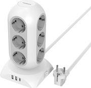 15 IN 1 TOWER SURGE PROTECTOR 25W 12XSCHUKO, 2XUSB, 1XTYPE-C, 2M CABLE WHITE TPS02-DE-C TESSAN