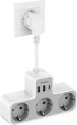 6 IN 1 POWER STRIP 3XSCHUKO, 2XUSB, 1XTYPE-C 15CM CABLE TS-323X-C TESSAN