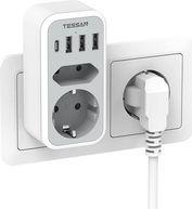 6 IN 1 WALL SOCKET 1XSCHUKO, 1XEU SOCKET ,3XUSB, 1XTYPE-C TS-328-DE-C TESSAN