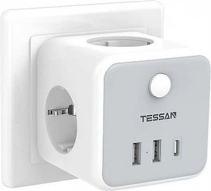 ΠΡΙΖΑ ΡΕΥΜΑΤΟΣ ΤΟΙΧΟΥ TS-301-DE-C ΜΕ ΘΥΡΕΣ AC, USB-A, USB-C TESSAN από το PUBLIC