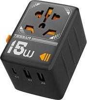 UNIVERSAL TRAVEL ADAPTER 2XUSB, 1XTYPE-C MAX 15W TS-WTA01 TESSAN