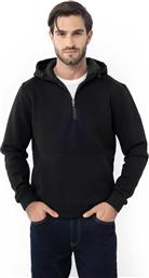 ΑΝΔΡΙΚΗ ΜΠΛΟΥΖΑ ΦΟΥΤΕΡ ΜΕ ΚΟΥΚΟΥΛΑ ΚΑΙ LOGO PATCH REGULAR FIT - RO1007 ΜΑΥΡΟ THE BOSTONIANS