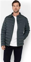 ΑΝΔΡΙΚΟ BOMBER ΜΠΟΥΦΑΝ ΜΕ ΚΑΠΙΤΟΝΕ ΣΧΕΔΙΟ ΚΑΙ LOGO PATCH REGULAR FIT - W00252 ΠΡΑΣΙΝΟ ΣΚΟΥΡΟ THE BOSTONIANS