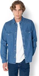 ΑΝΔΡΙΚΟ DENIM ΠΟΥΚΑΜΙΣΟ ΜΕ ΤΣΕΠΕΣ REGULAR FIT - ADP0100 DENIM BLUE THE BOSTONIANS