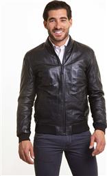 ΑΝΔΡΙΚΟ ΔΕΡΜΑΤΙΝΟ BOMBER JACKET REGULAR FIT - WL00110 ΜΑΥΡΟ THE BOSTONIANS