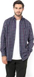 ΑΝΔΡΙΚΟ ΠΟΥΚΑΜΙΣΟ FLANNEL BUTTON DOWN ΜΕ ΚΑΡΟ ΣΧΕΔΙΟ ΚΑΙ ΤΣΕΠΗ ΜΕ ΚΕΝΤΗΜΕΝΟ ΛΟΓΟΤΥΠΟ REGULAR FIT ''COPLEY'' - AACH8611 ΜΠΛΕ ΣΚΟΥΡΟ THE BOSTONIANS από το NOTOS