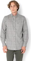 ΑΝΔΡΙΚΟ ΠΟΥΚΑΜΙΣΟ FLANNEL BUTTON DOWN ΜΕ ΚΑΡΟ ΣΧΕΔΙΟ ΚΑΙ ΤΣΕΠΗ ΜΕ ΚΕΝΤΗΜΕΝΟ ΛΟΓΟΤΥΠΟ REGULAR FIT ''COPLEY'' - AACH8635 ΕΚΡΟΥ THE BOSTONIANS