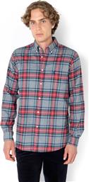 ΑΝΔΡΙΚΟ ΠΟΥΚΑΜΙΣΟ FLANNEL BUTTON DOWN ΜΕ ΚΑΡΟ ΣΧΕΔΙΟ ΚΑΙ ΤΣΕΠΗ ΜΕ ΚΕΝΤΗΜΕΝΟ ΛΟΓΟΤΥΠΟ REGULAR FIT ''COPLEY'' - AACH8637 ΓΚΡΙ THE BOSTONIANS