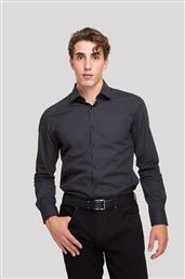 ΑΝΔΡΙΚΟ ΠΟΥΚΑΜΙΣΟ ΠΟΠΛΙΝΑ ΜΕ ALL-OVER PRINT SLIM FIT ''CHARLES'' - ACP2340 ΜΑΥΡΟ THE BOSTONIANS