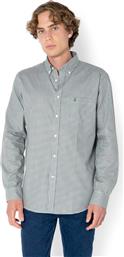 ΑΝΔΡΙΚΟ ΠΟΥΚΑΜΙΣΟ TWILL BUTTON DOWN ΜΕ ΚΑΡΟ ΣΧΕΔΙΟ ΚΑΙ ΤΣΕΠΗ ΜΕ ΚΕΝΤΗΜΕΝΟ ΛΟΓΟΤΥΠΟ REGULAR FIT ''CHESTER'' - AACH8495 ΠΡΑΣΙΝΟ ΣΚΟΥΡΟ THE BOSTONIANS