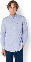 ΑΝΔΡΙΚΟ ΠΟΥΚΑΜΙΣΟ TWILL BUTTON DOWN ΜΕ ΚΑΡΟ ΣΧΕΔΙΟ ΚΑΙ ΤΣΕΠΗ ΜΕ ΚΕΝΤΗΜΕΝΟ ΛΟΓΟΤΥΠΟ REGULAR FIT ''CHESTER'' - AACH8602 ΜΠΛΕ THE BOSTONIANS