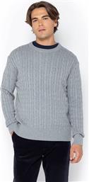 ΑΝΔΡΙΚΟ ΠΟΥΛΟΒΕΡ ΜΕ CABLE KNIT PATTERN REGULAR FIT - MR1070 ΓΚΡΙ THE BOSTONIANS