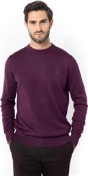 ΑΝΔΡΙΚΟ ΠΟΥΛΟΒΕΡ ΜΟΝΟΧΡΩΜΟ ΜΕ ΚΕΝΤΗΜΕΝΟ ΛΟΓΟΤΥΠΟ REGULAR FIT - MR1063 ΜΟΒ THE BOSTONIANS