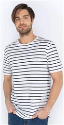 ΑΝΔΡΙΚΟ T-SHIRT ΜΕ ΡΙΓΕ ΣΧΕΔΙΟ REGULAR FIT ''ACORN'' - TS4010 ΛΕΥΚΟ THE BOSTONIANS