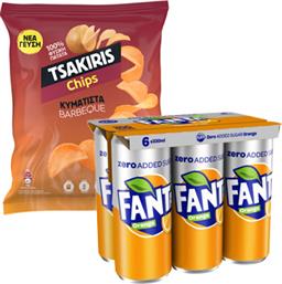 ΠΟΡΤΟΚΑΛΑΔΑ ΚΟΥΤΙ FANTA ZERO (6X330 ML) & ΤΣΙΠΣ ΚΥΜΑΤΙΣΤΑ BBQ TSAKIRIS (120G)