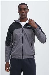 ΜΠΟΥΦΑΝ WIND SHELL FULL ZIP ΧΡΩΜΑ: ΓΚΡΙ, NF0A879FRPI1 THE NORTH FACE