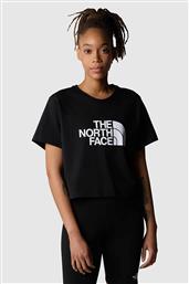 ΓΥΝΑΙΚΕΙΟ CROPPED T-SHIRT ΒΑΜΒΑΚΕΡΟ ΜΟΝΟΧΡΩΜΟ ΜΕ CONTRAST LOGO PRINTS ''EASY'' - NF0A87NAJK31 ΜΑΥΡΟ THE NORTH FACE