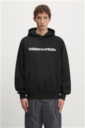 ΒΑΜΒΑΚΕΡΗ ΜΠΛΟΥΖΑ T-LOGO HOODIE ΧΡΩΜΑ: ΜΑΥΡΟ, ΜΕ ΚΟΥΚΟΥΛΑ, TN243TSWHO01 THISISNEVERTHAT