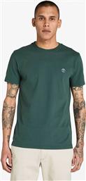 ΑΝΔΡΙΚΟ T-SHIRT ΜΟΝΟΧΡΩΜΟ ΜΕ ΚΕΝΤΗΜΕΝΟ ΛΟΓΟΤΥΠΟ SLIM FIT ''DUNSTAN RIVER'' - TB0A2BPR3171 ΠΡΑΣΙΝΟ ΣΚΟΥΡΟ TIMBERLAND