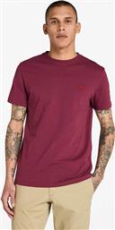 ΑΝΔΡΙΚΟ T-SHIRT ΜΟΝΟΧΡΩΜΟ ΜΕ ΚΕΝΤΗΜΕΝΟ ΛΟΓΟΤΥΠΟ SLIM FIT ''DUNSTAN RIVER'' - TB0A2BPR6481 ΜΠΟΡΝΤΟ TIMBERLAND