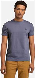 ΑΝΔΡΙΚΟ T-SHIRT ΜΟΝΟΧΡΩΜΟ ΜΕ ΚΕΝΤΗΜΕΝΟ ΛΟΓΟΤΥΠΟ SLIM FIT - TB0A2BPR0731 ΓΚΡΙ ΓΑΛΑΖΙΟ TIMBERLAND